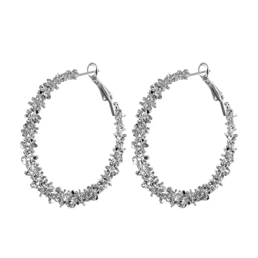 New Silver Round Hoop Earrings - Picture 2 of 2